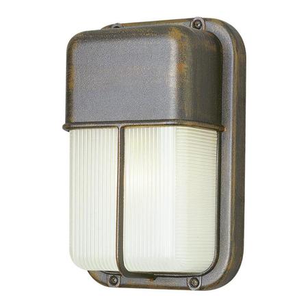 TRANS GLOBE One Light Rust Frosted Polycarbonate Rectangle Ribbed Glass Wall Lig PL-41103 RT